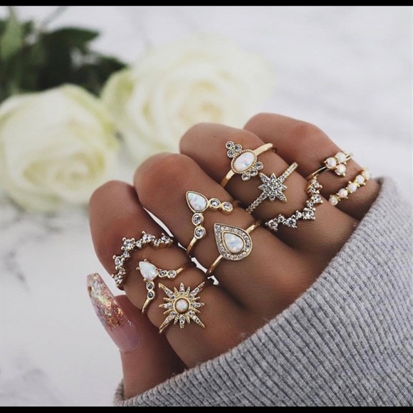 no brand Jewelry - 10pc Rose Gold Water Drop Opal, boho